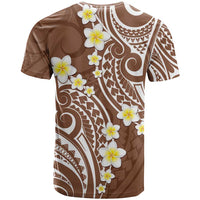 Plumeria With Brown Polynesian Tattoo Pattern T Shirt