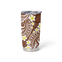 Plumeria With Brown Polynesian Tattoo Pattern Tumbler Cup LT05 - Polynesian Pride