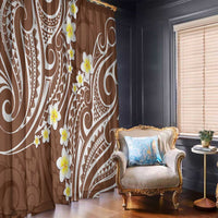 Plumeria With Brown Polynesian Tattoo Pattern Window Curtain LT05 - Polynesian Pride
