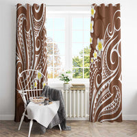 Plumeria With Brown Polynesian Tattoo Pattern Window Curtain LT05 - Polynesian Pride