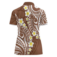 Plumeria With Brown Polynesian Tattoo Pattern Women Polo Shirt LT05 - Polynesian Pride