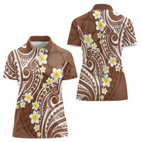 Plumeria With Brown Polynesian Tattoo Pattern Women Polo Shirt LT05 - Polynesian Pride