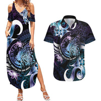 Personalised Polynesia Suicide Prevention Awareness Couples Matching Summer Maxi Dress and Hawaiian Shirt No Story Should End Too Soon LT05 Purple - Polynesian Pride