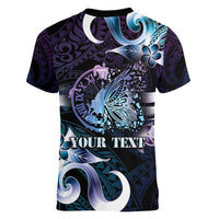 Personalised Polynesia Suicide Prevention Awareness Women V-Neck T-Shirt No Story Should End Too Soon