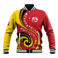 Papua New Guinea 50th Independence Anniversary Baseball Jacket Special Style Red Version LT05 Unisex Red - Polynesian Pride