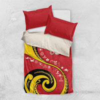 Papua New Guinea 50th Independence Anniversary Bedding Set Special Style Red Version - Polynesian Pride