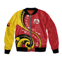 Papua New Guinea 50th Independence Anniversary Bomber Jacket Special Style Red Version - Polynesian Pride