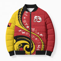 Papua New Guinea Independence Bomber Puffer Jacket Special Style Red Version LT05 Unisex Red - Polynesian Pride
