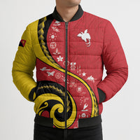 Papua New Guinea Independence Bomber Puffer Jacket Special Style Red Version LT05 - Polynesian Pride