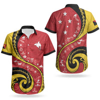 Papua New Guinea Independence Couples Matching Off Shoulder Maxi Dress and Hawaiian Shirt Special Style Red Version LT05 - Polynesian Pride