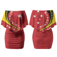 Papua New Guinea Independence Couples Matching Off Shoulder Short Dress and Hawaiian Shirt Special Style Red Version LT05 - Polynesian Pride