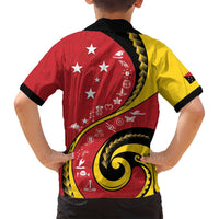 Papua New Guinea 50th Independence Anniversary Family Matching Off Shoulder Maxi Dress and Hawaiian Shirt Special Style Red Version - Polynesian Pride