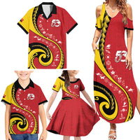 Papua New Guinea Independence Family Matching Summer Maxi Dress and Hawaiian Shirt Special Style Red Version LT05 - Polynesian Pride