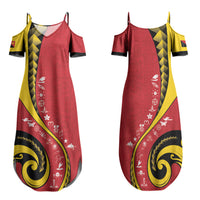 Papua New Guinea Independence Family Matching Summer Maxi Dress and Hawaiian Shirt Special Style Red Version LT05 Mom's Dress Red - Polynesian Pride