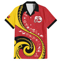 Papua New Guinea Independence Family Matching Tank Maxi Dress and Hawaiian Shirt Special Style Red Version LT05 Dad's Shirt - Short Sleeve Red - Polynesian Pride