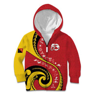 Papua New Guinea 50th Independence Anniversary Kid Hoodie Special Style Red Version - Polynesian Pride