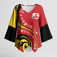 Papua New Guinea Independence Kimono Sleeve Blouse Special Style Red Version LT05 Female Red - Polynesian Pride
