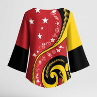 Papua New Guinea Independence Kimono Sleeve Blouse Special Style Red Version LT05 - Polynesian Pride