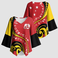 Papua New Guinea Independence Kimono Sleeve Blouse Special Style Red Version LT05 - Polynesian Pride