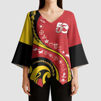 Papua New Guinea Independence Kimono Sleeve Blouse Special Style Red Version LT05 - Polynesian Pride