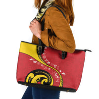 Papua New Guinea Independence Leather Tote Bag Special Style Red Version LT05 Red - Polynesian Pride