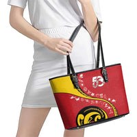 Papua New Guinea Independence Leather Tote Bag Special Style Red Version LT05 - Polynesian Pride