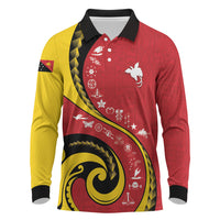 Papua New Guinea 50th Independence Anniversary Long Sleeve Polo Shirt Special Style Red Version LT05 Red - Polynesian Pride