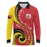 Papua New Guinea 50th Independence Anniversary Long Sleeve Polo Shirt Special Style Red Version LT05 Red - Polynesian Pride