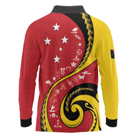 Papua New Guinea 50th Independence Anniversary Long Sleeve Polo Shirt Special Style Red Version LT05 - Polynesian Pride