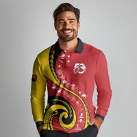 Papua New Guinea 50th Independence Anniversary Long Sleeve Polo Shirt Special Style Red Version LT05 - Polynesian Pride