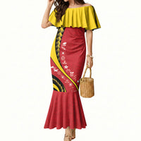 Papua New Guinea Independence Mermaid Dress Special Style Red Version LT05 Women Red - Polynesian Pride