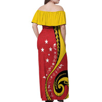 Papua New Guinea 50th Independence Anniversary Off Shoulder Maxi Dress Special Style Red Version LT05 - Polynesian Pride