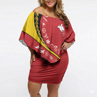 Papua New Guinea 50th Independence Anniversary Off Shoulder Short Dress Special Style Red Version LT05 Women Red - Polynesian Pride