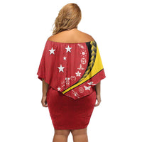 Papua New Guinea 50th Independence Anniversary Off Shoulder Short Dress Special Style Red Version LT05 - Polynesian Pride