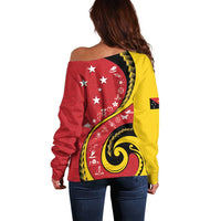 Papua New Guinea 50th Independence Anniversary Off Shoulder Sweater Special Style Red Version LT05 - Polynesian Pride