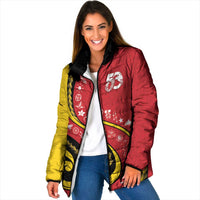 Papua New Guinea 50th Independence Anniversary Padded Jacket Special Style Red Version LT05 Women Red - Polynesian Pride