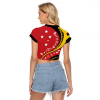 Papua New Guinea 50th Independence Anniversary Raglan Cropped T Shirt Special Style Red Version LT05 - Polynesian Pride