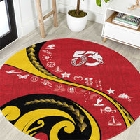 Papua New Guinea 50th Independence Anniversary Round Carpet Special Style Red Version LT05 Red - Polynesian Pride