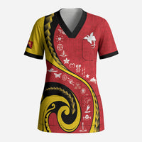 Papua New Guinea Independence Scrub Top Special Style Red Version LT05 Adult Red - Polynesian Pride