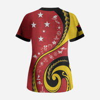 Papua New Guinea Independence Scrub Top Special Style Red Version LT05 - Polynesian Pride
