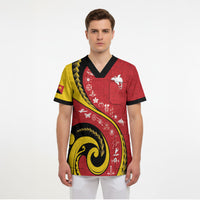 Papua New Guinea Independence Scrub Top Special Style Red Version LT05 - Polynesian Pride