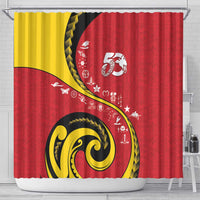Papua New Guinea 50th Independence Anniversary Shower Curtain Special Style Red Version LT05 - Polynesian Pride