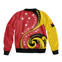 Papua New Guinea 50th Independence Anniversary Sleeve Zip Bomber Jacket Special Style Red Version LT05 - Polynesian Pride