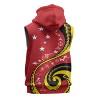 Papua New Guinea 50th Independence Anniversary Sleeveless Hoodie Special Style Red Version LT05 - Polynesian Pride