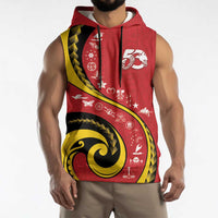 Papua New Guinea 50th Independence Anniversary Sleeveless Hoodie Special Style Red Version - Polynesian Pride