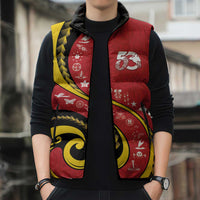 Papua New Guinea 50th Independence Anniversary Sleeveless Puffer Jacket Special Style Red Version LT05 - Polynesian Pride