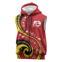 Papua New Guinea 50th Independence Anniversary Sleeveless Zip Hoodie Special Style Red Version LT05 Red - Polynesian Pride
