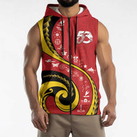 Papua New Guinea 50th Independence Anniversary Sleeveless Zip Hoodie Special Style Red Version LT05 - Polynesian Pride
