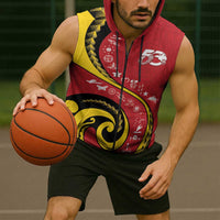 Papua New Guinea 50th Independence Anniversary Sleeveless Zip Hoodie Special Style Red Version LT05 - Polynesian Pride