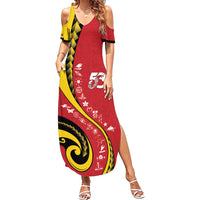 Papua New Guinea Independence Summer Maxi Dress Special Style Red Version LT05 Women Red - Polynesian Pride